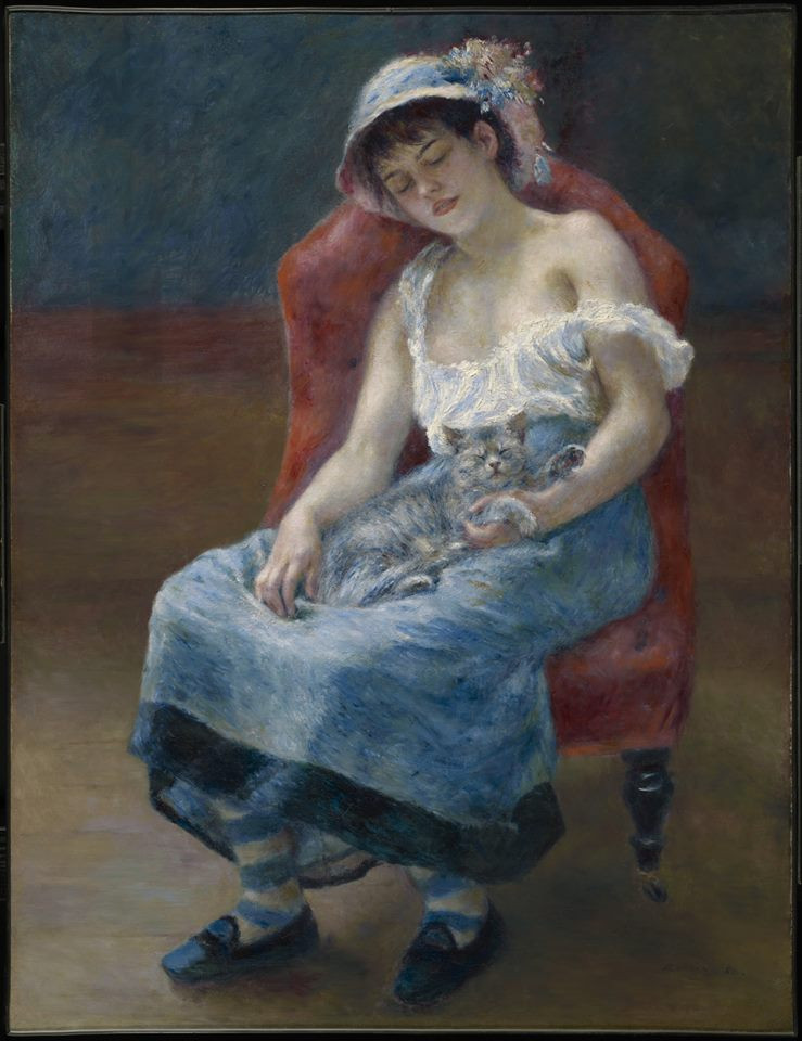 Sleeping girl girl with a cat 1880 xx clark art institute williamstown massachusetts